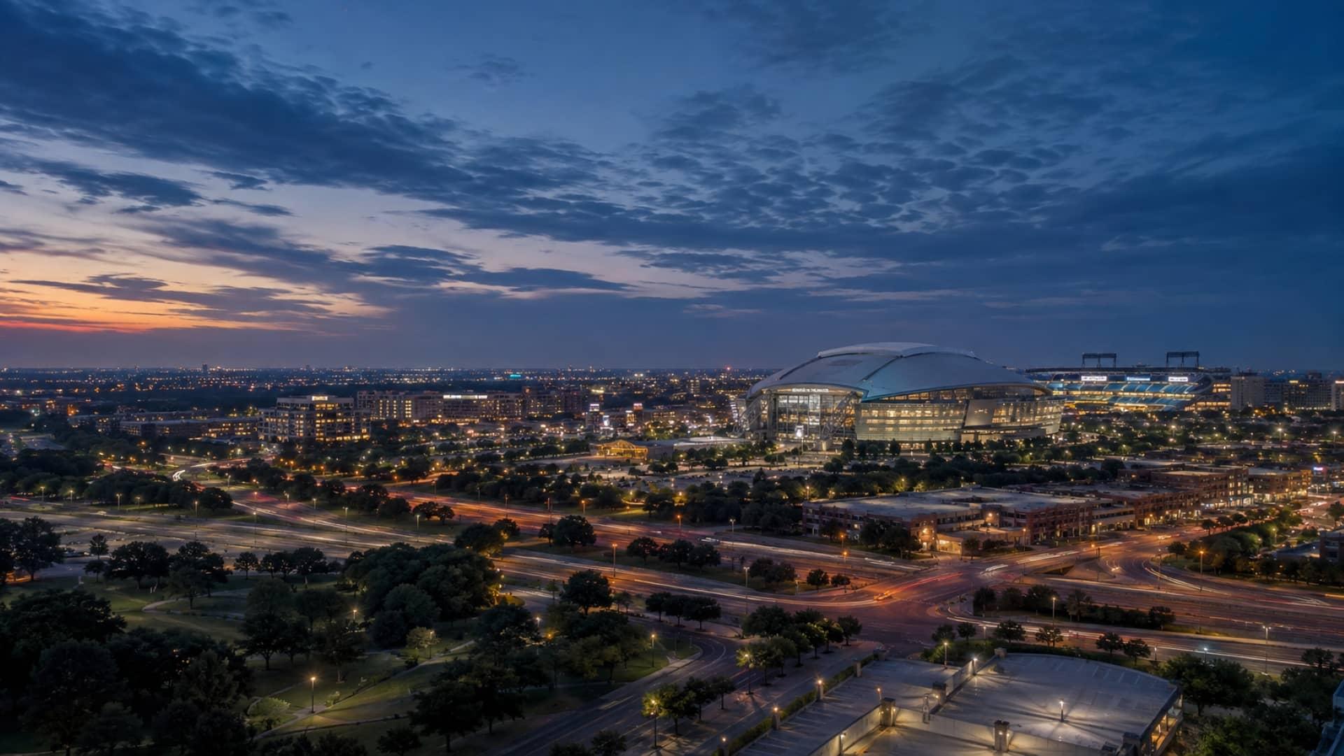 Arlington skyline at dusk