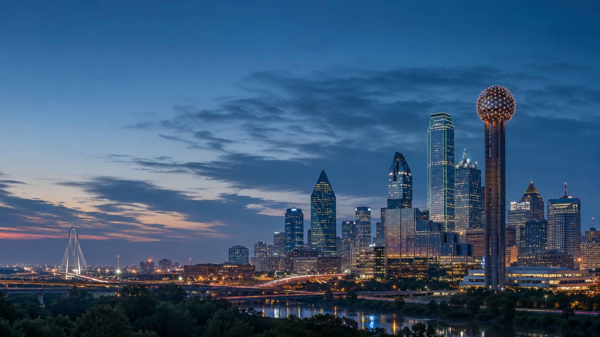 Dallas skyline at dusk