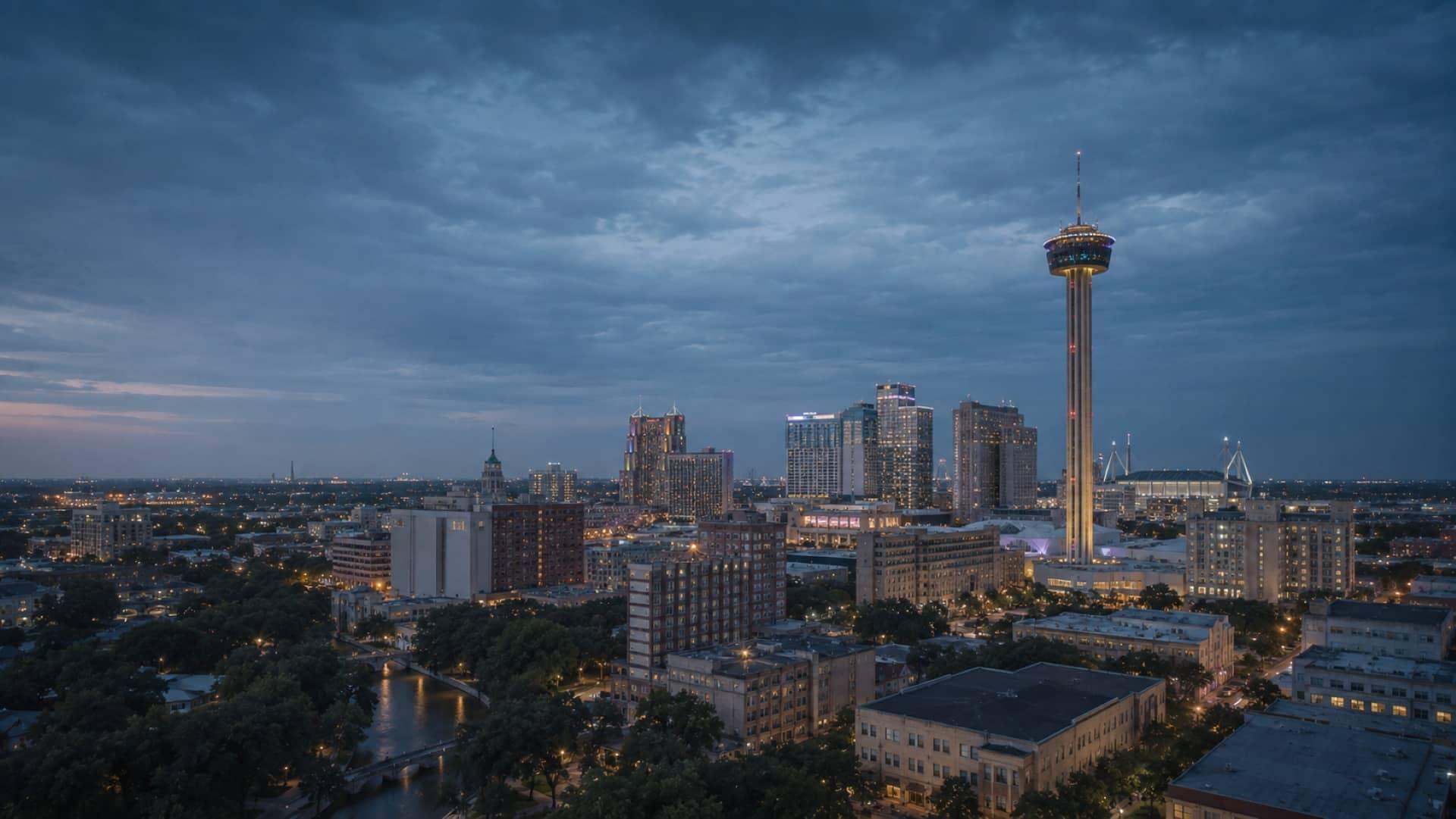 San Antonio skyline at dusk