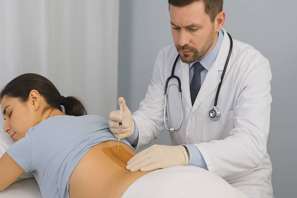 Doctor injecting epidural steroid
