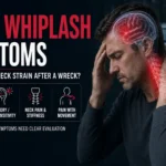 TBI vs whiplash symptoms diagram showing head injury and neck strain after a car accident